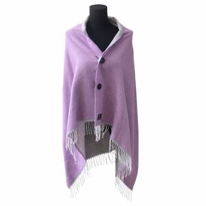 Italian Reversible Cashmere-Finished Wrap – Lavender / Gray with Fringe